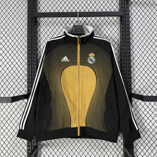 Real Madrid Classic Black Gold Training Windbreaker front