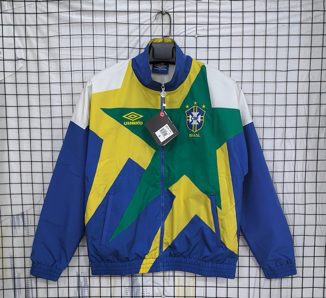 Brazil 1993/94 Blue Yellow Green Waterproof Windbreaker front