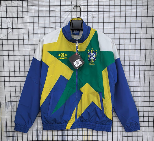 Brazil 1993/94 Blue Yellow Green Waterproof Windbreaker front