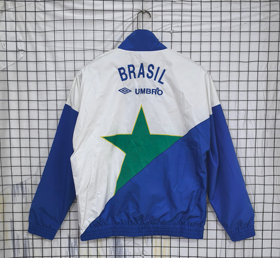 Brazil 1993/94 Blue Yellow Green Waterproof Windbreaker back