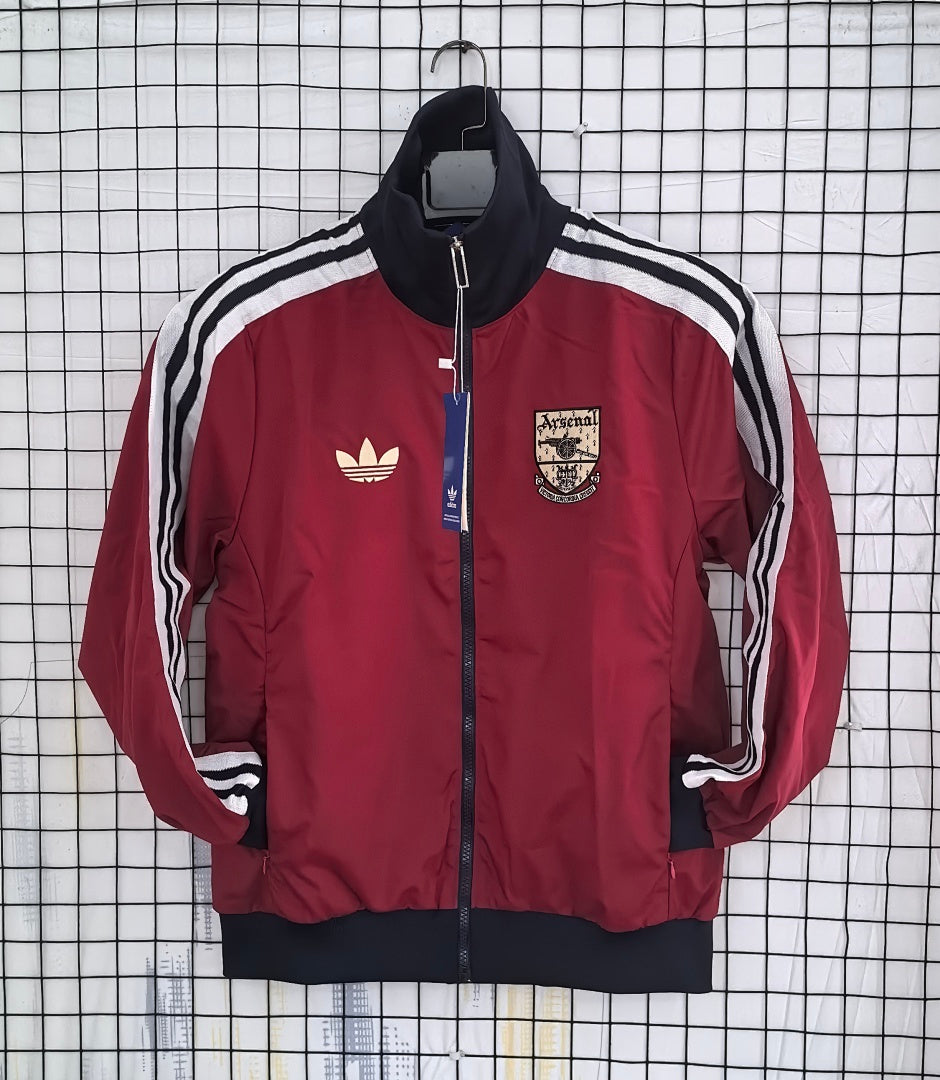 Arsenal 2024/25 Burgundy Retro Waterproof Windbreaker front