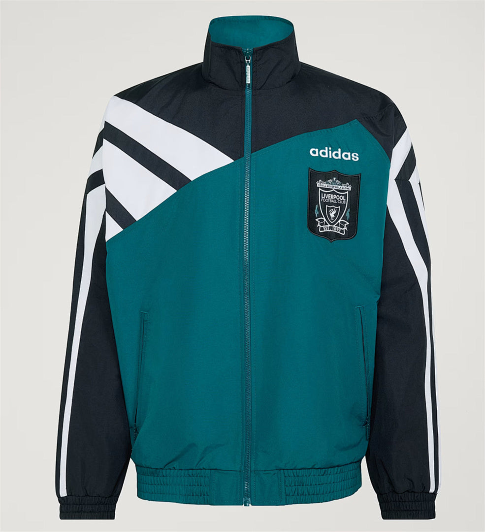 Liverpool 1995/96 Navy and Teal Waterproof Windbreaker front