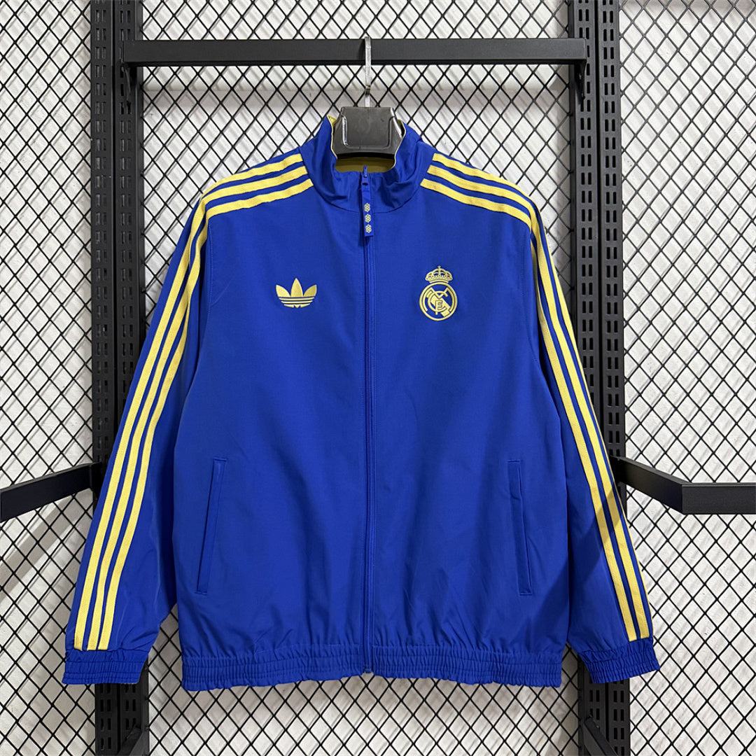 Real Madrid Chinese New Year Blue Reversible Waterproof Training Windbreaker front