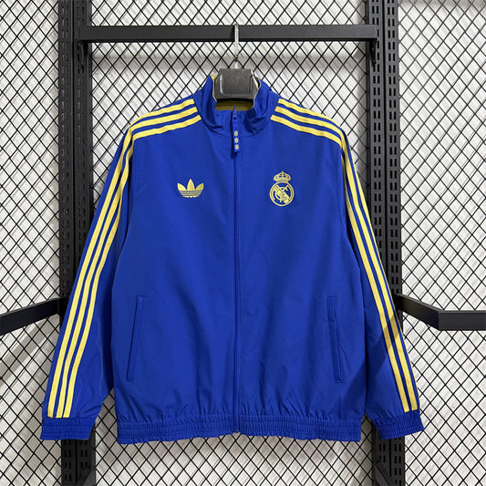 Real Madrid Chinese New Year Blue Reversible Waterproof Training Windbreaker front