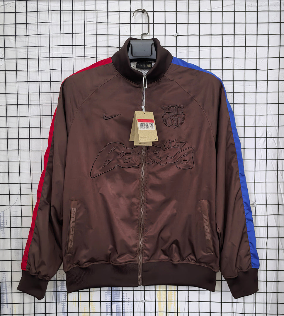 Barcelona 2024/25 Brown Collaboration Waterproof Windbreaker front
