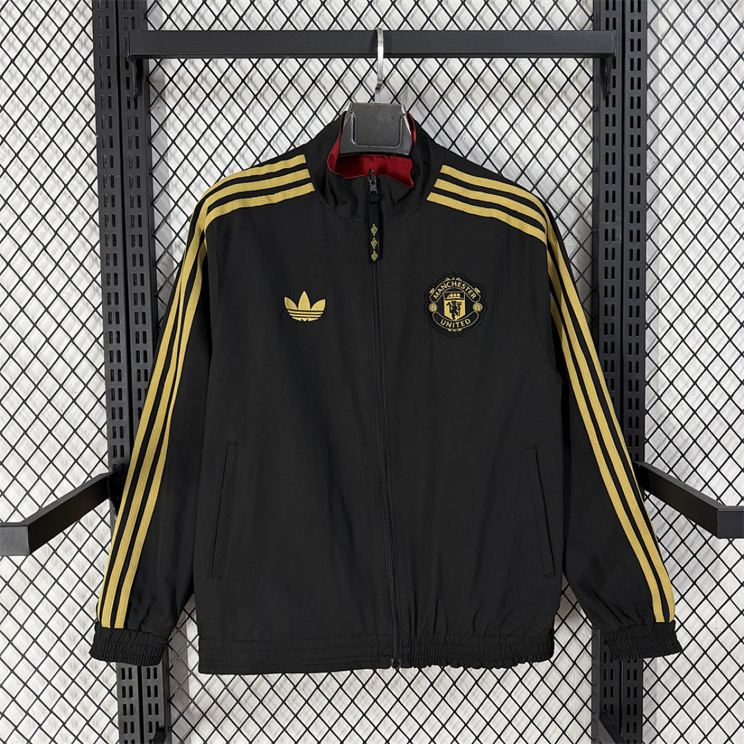 Manchester United Chinese New Year Black Reversible Waterproof Training Windbreaker front