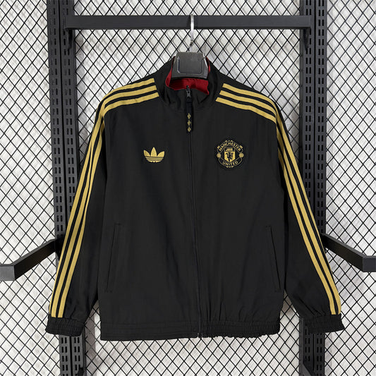 Manchester United Chinese New Year Black Reversible Waterproof Training Windbreaker front