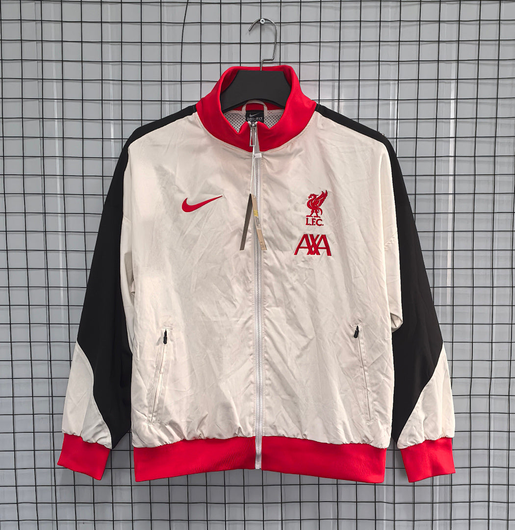 Liverpool 2024/25 White Retro Waterproof Windbreaker front