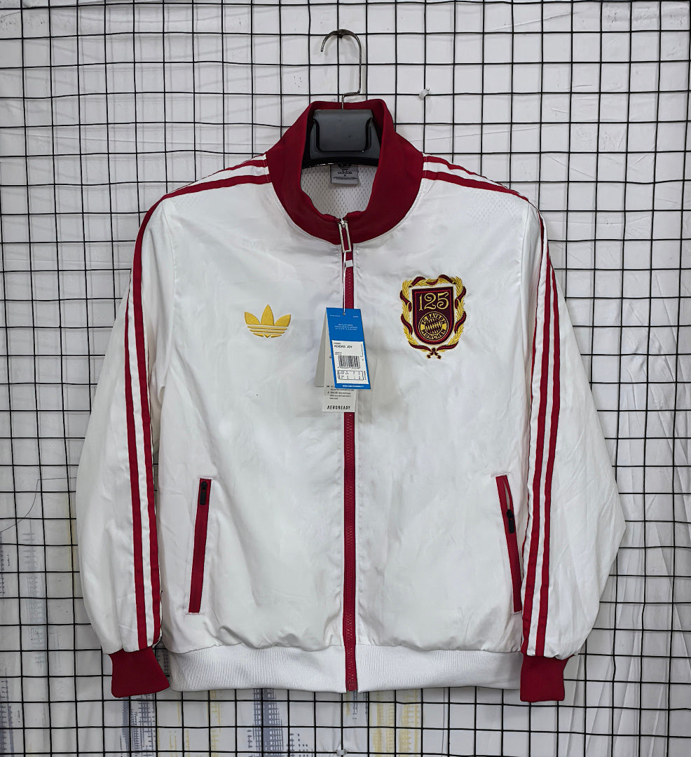 Bayern Munich 2024/25 White 125th Anniversary Waterproof Windbreaker front