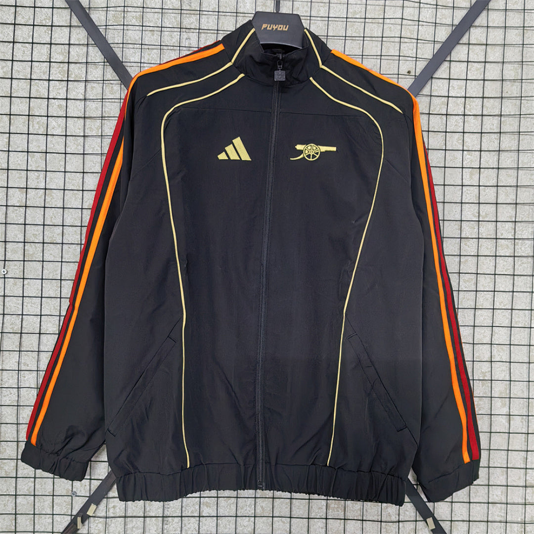 Arsenal Black Waterproof Windbreaker front