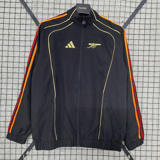 Arsenal Black Waterproof Windbreaker front