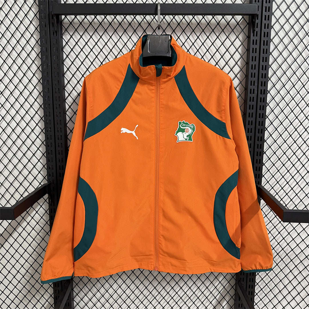 Ivory Coast Orange Reversible Waterproof Training Windbreaker front