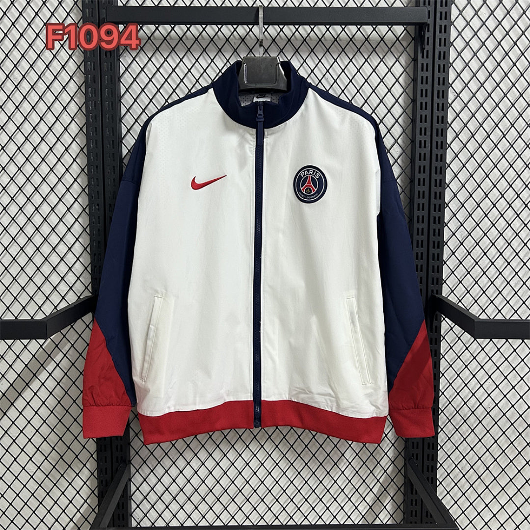 Paris Saint-Germain White and Red Waterproof Training Windbreaker front