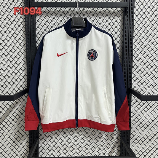 Paris Saint-Germain White and Red Waterproof Training Windbreaker front
