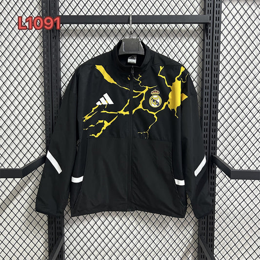 Real Madrid x Marvel Black Waterproof Windbreaker front