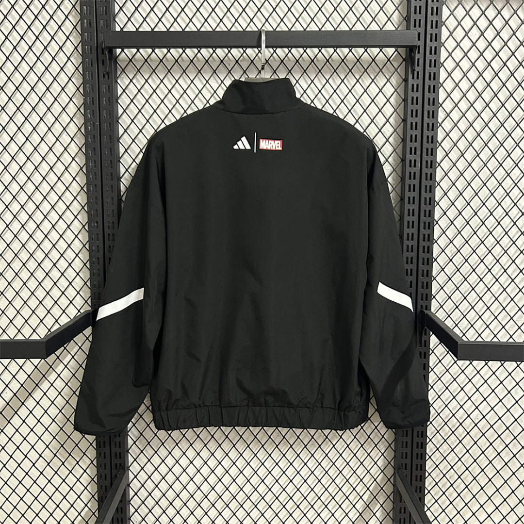Real Madrid x Marvel Black Waterproof Windbreaker back