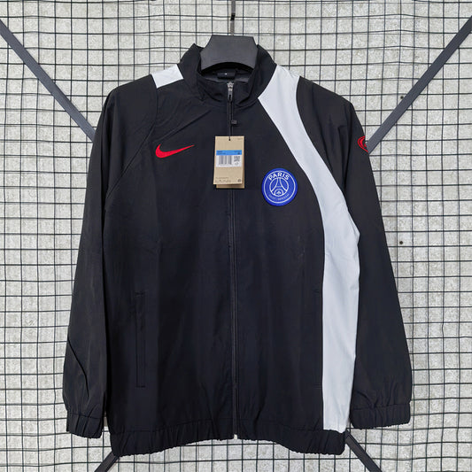 Paris Saint-Germain Black and White Waterproof Windbreaker front