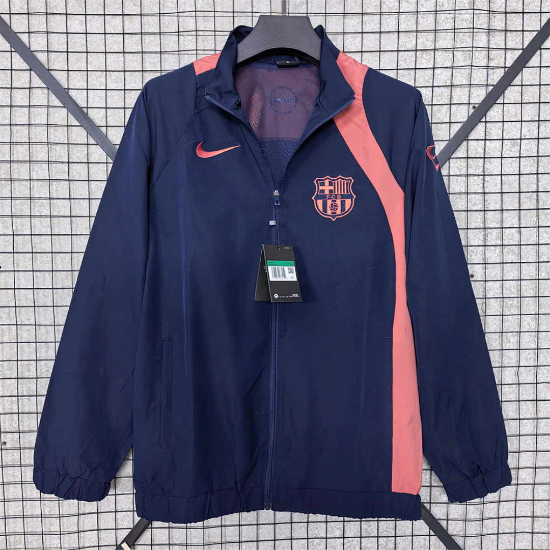 Barcelona Navy and Coral Waterproof Windbreaker front