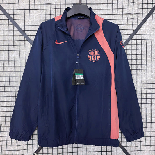 Barcelona Navy and Coral Waterproof Windbreaker front