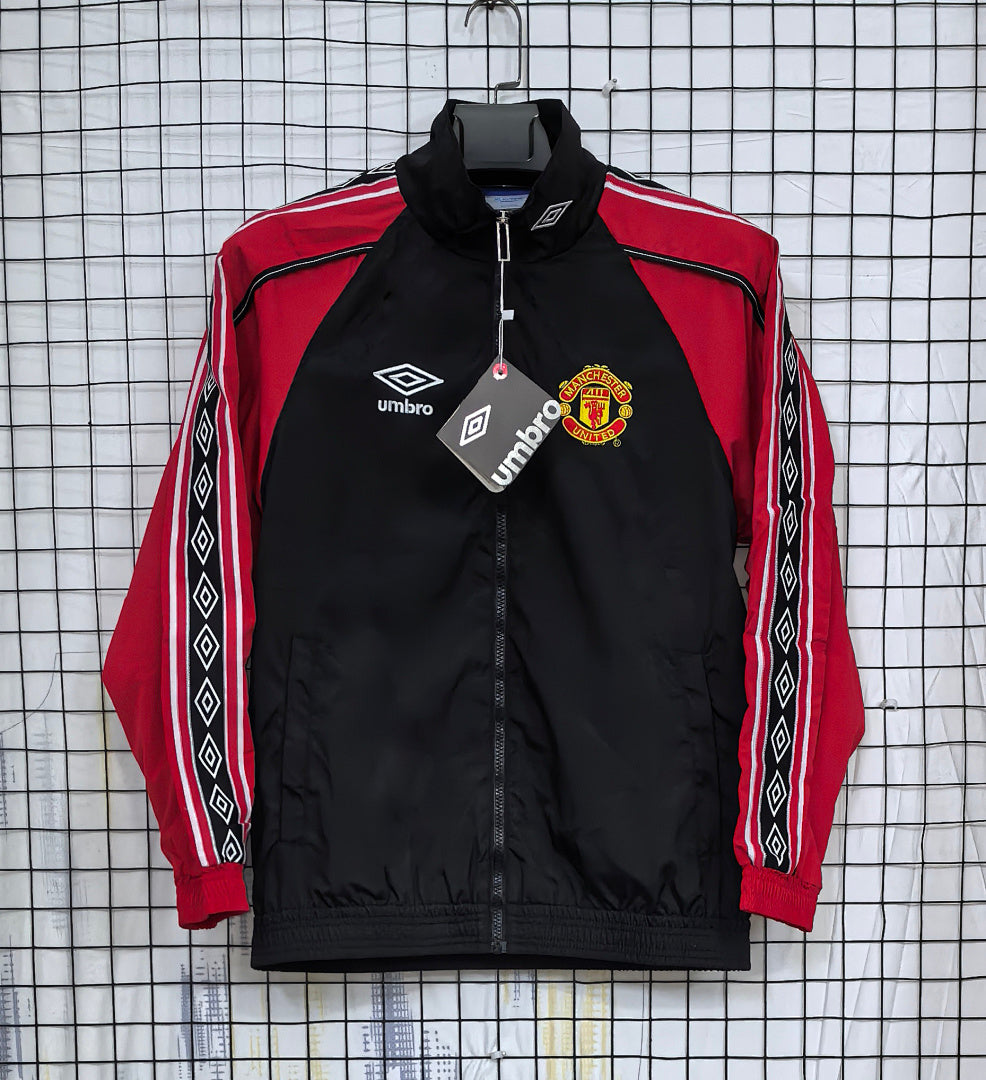 Manchester United 1998 Red and Black Waterproof Windbreaker front