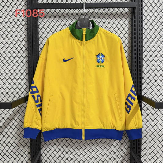 Brazil Yellow Waterproof Windbreaker front