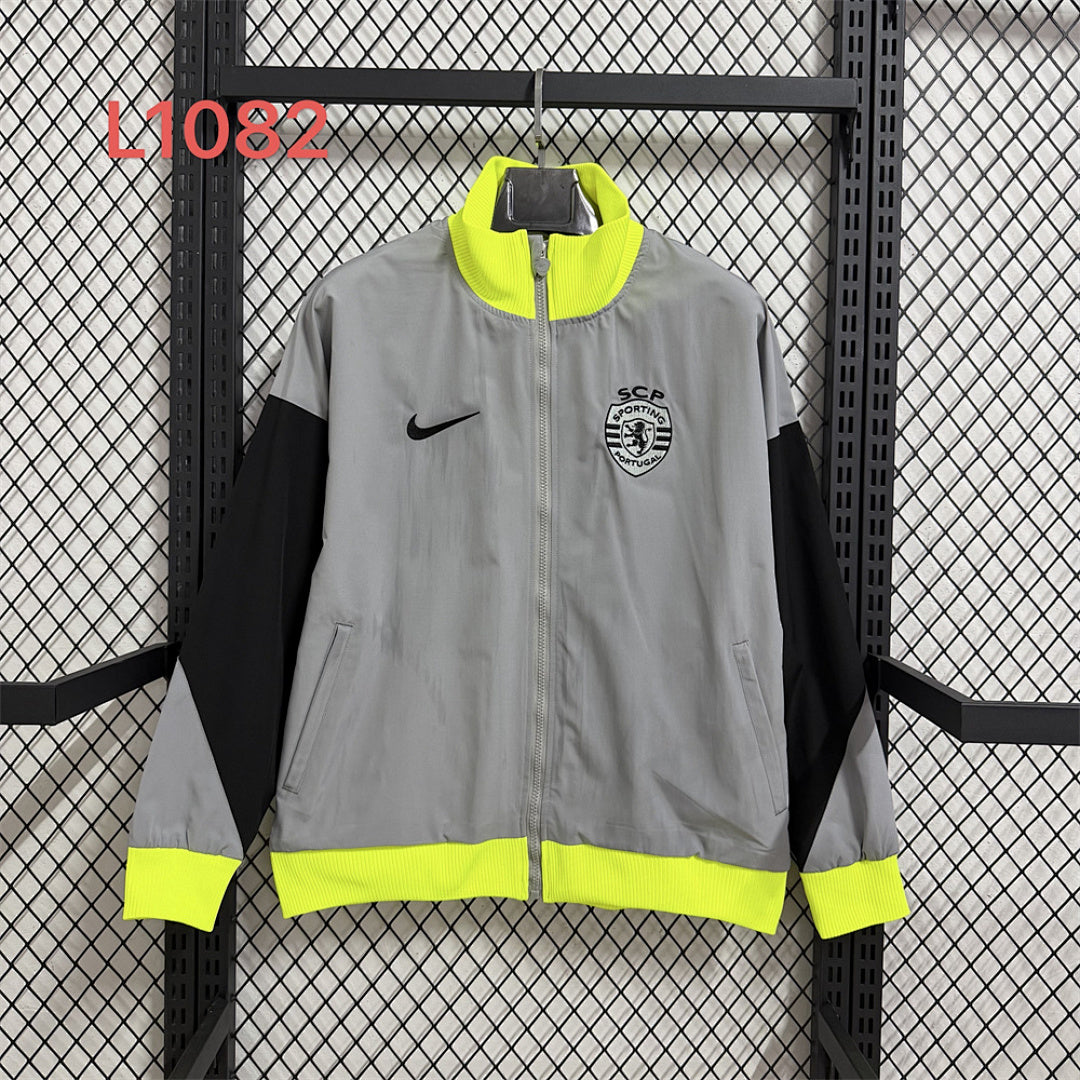 Sporting CP Gray Waterproof Windbreaker front