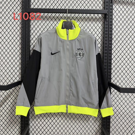 Sporting CP Gray Waterproof Windbreaker front