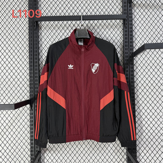 River Plate Burgundy Training Windbreaker front