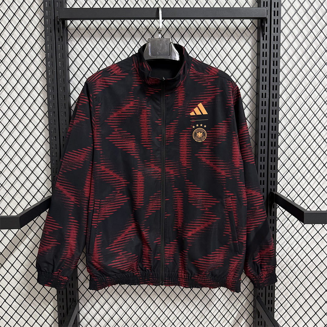 Germany Red and Black Reversible Waterproof Windbreaker front